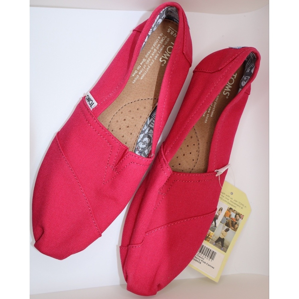 TOMS Womens Classic Slip On Flats Size 8.5 Barberry Pink Canvas NWT